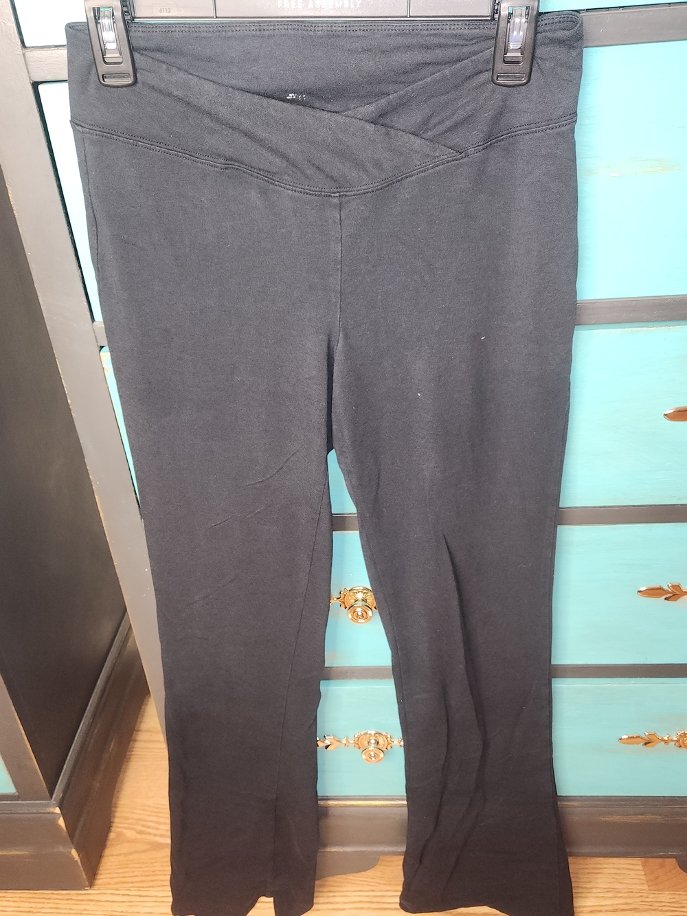 Women's Black Leggings with Crossover Waistband